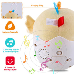 WOWOHAGE Owl plush with light and sounds for multisensory play.