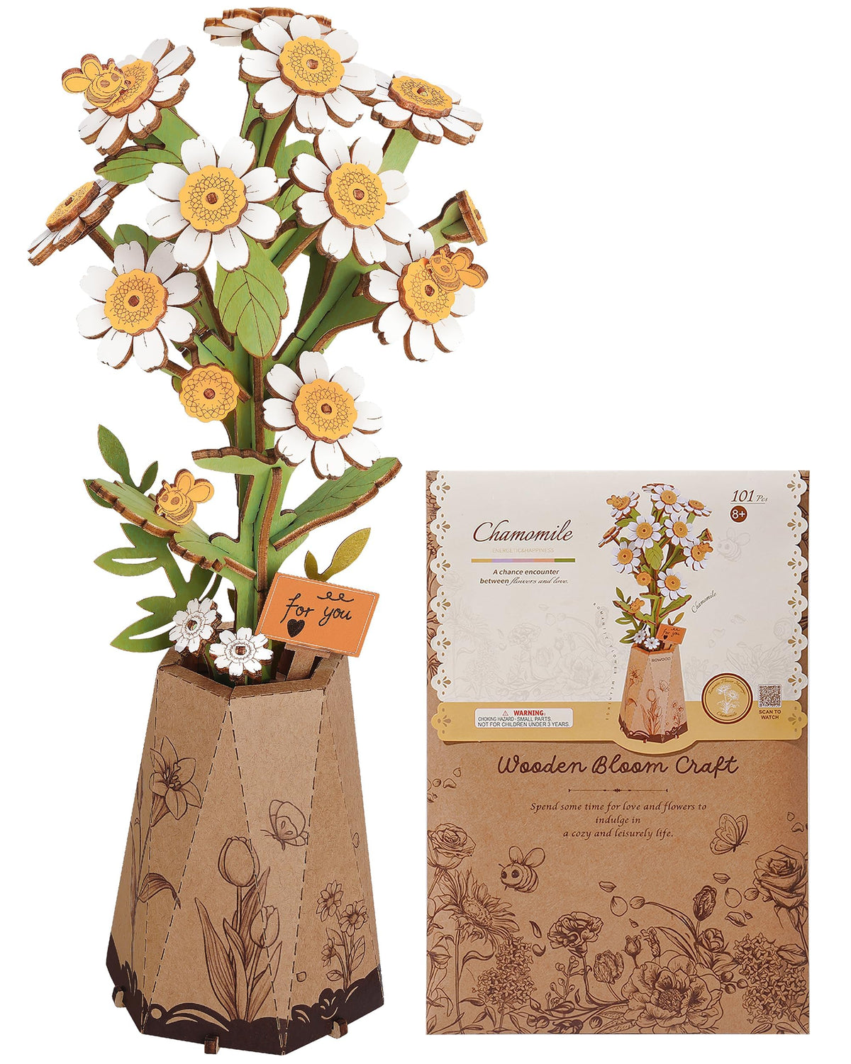 Wowood chamomile 3D puzzle, engaging wooden craft for relaxation and display.