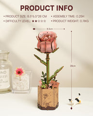 Wowood DIY flower model kit pink rose for hands-on crafting and imagination