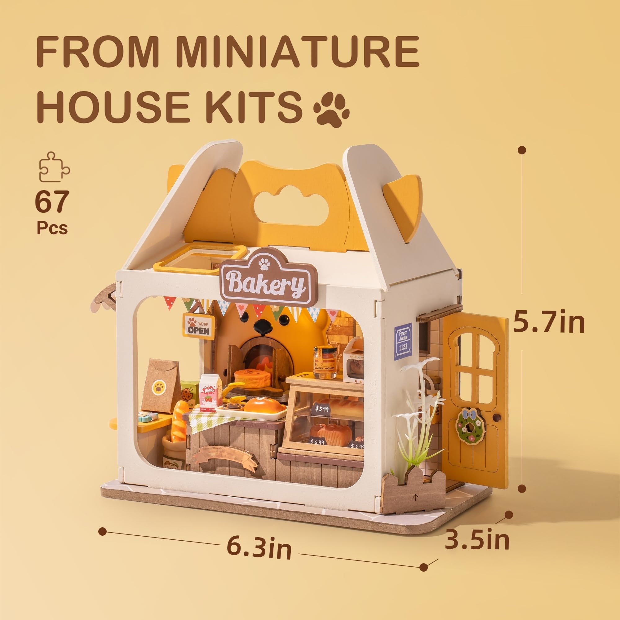 Wowood miniature dollhouse kit materials laid out for easy following steps.