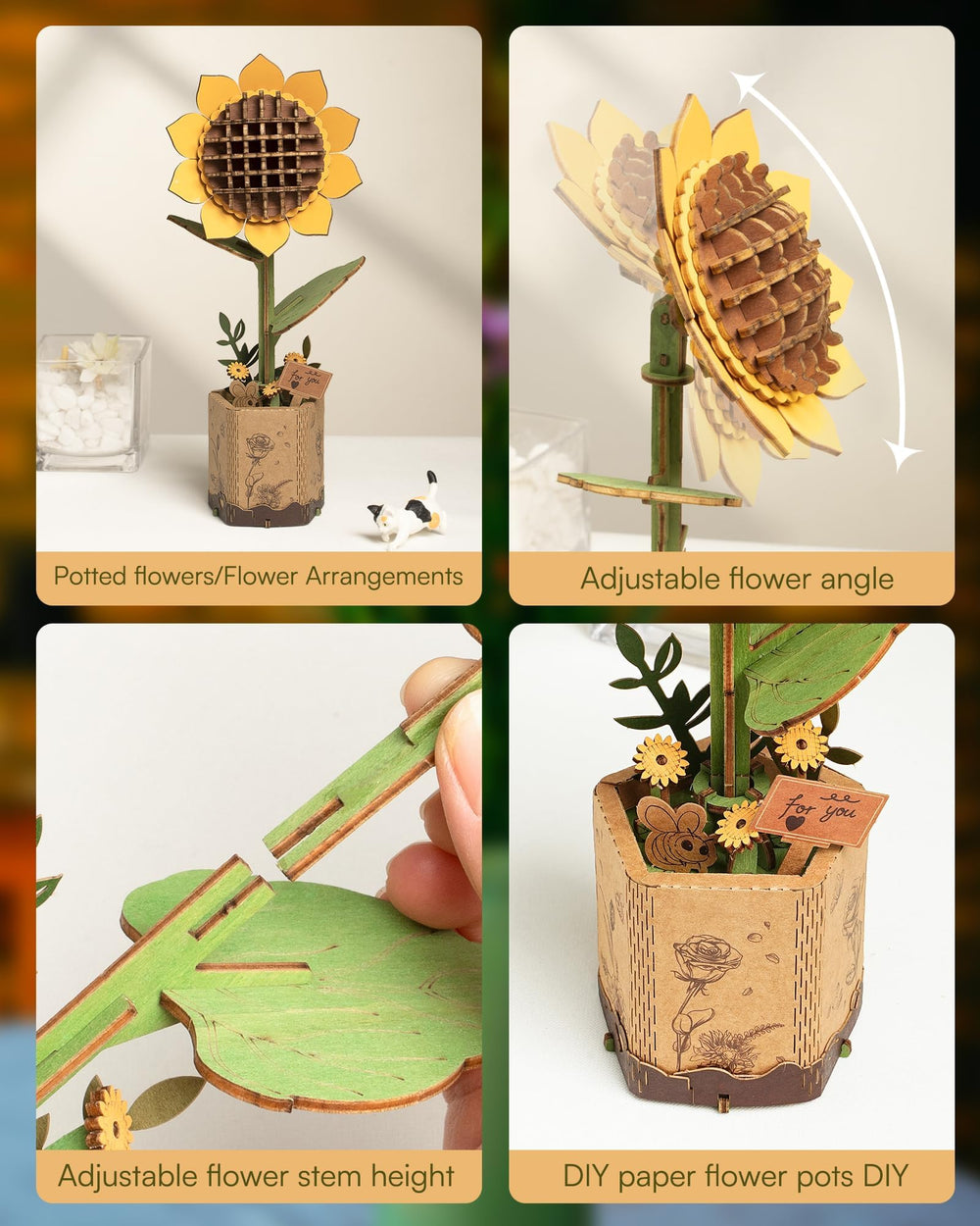 Wowood hand-eye coordination boost from sunflower puzzle for engaging hobbies