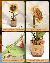 Wowood hand-eye coordination boost from sunflower puzzle for engaging hobbies
