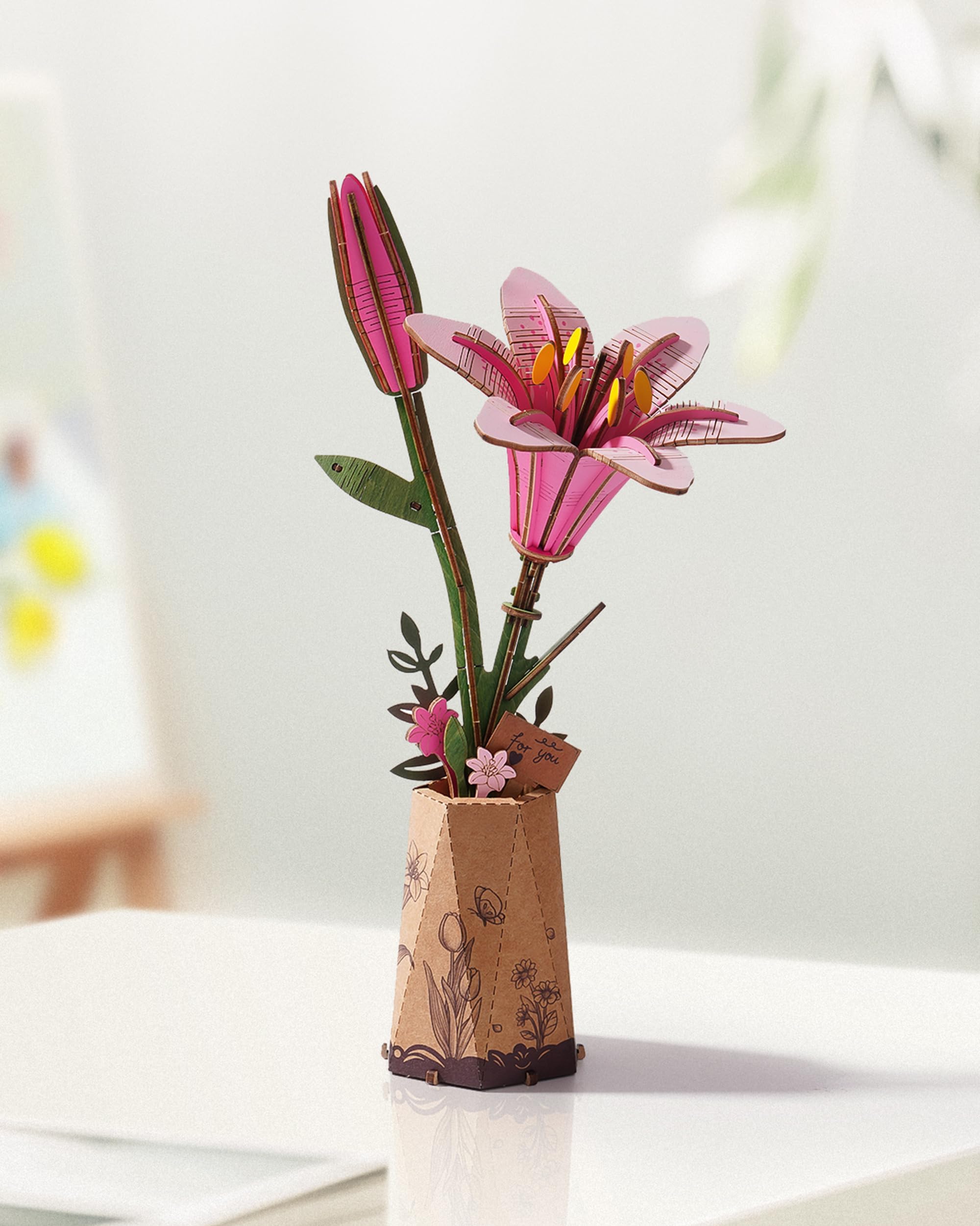 Wowood Pink Lily with smooth edges supporting durable, reusable assembly for ongoing creativity