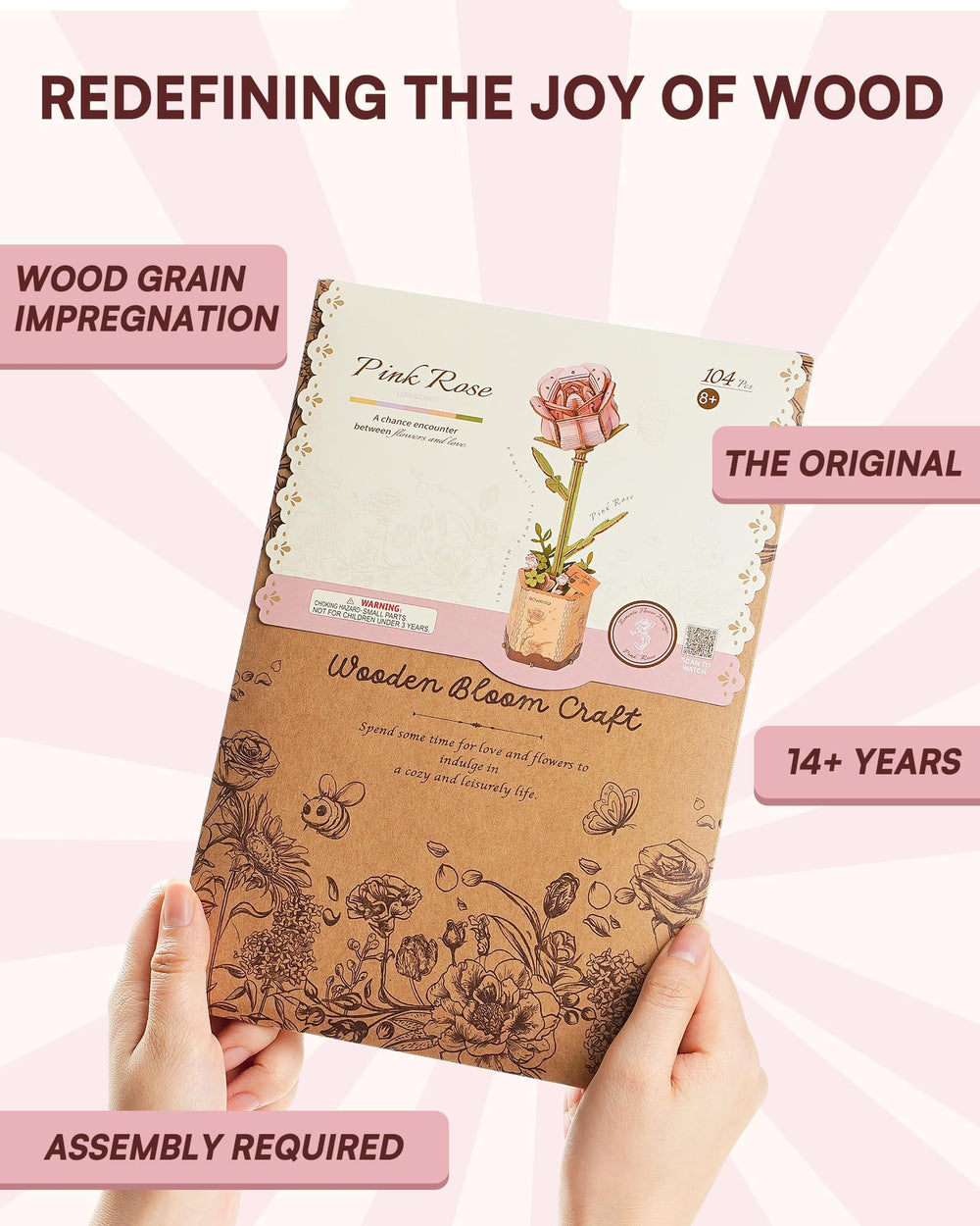 Wowood plant lovers gift wooden rose for birthdays or anniversaries