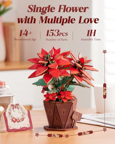 Wowood Poinsettia assembled bloom as finished decor piece