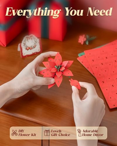Boxed Wowood poinsettia 3D puzzle ready for at-home assembly