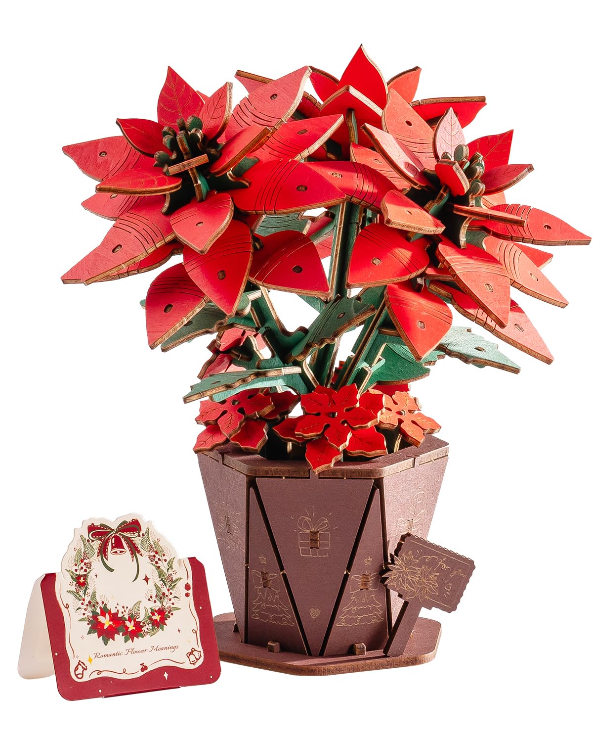 Wowood Poinsettia 3D puzzle parts close-up for tactile engagement