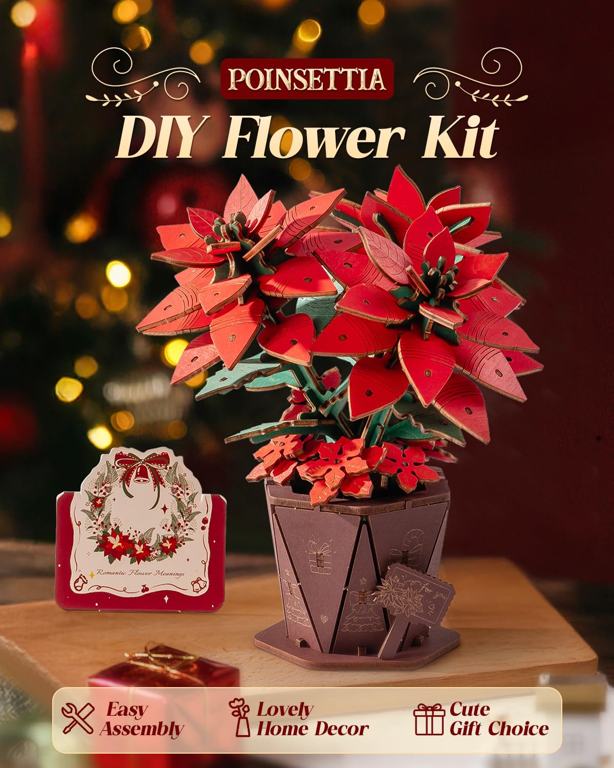 Wowood instruction guide for building the poinsettia puzzle