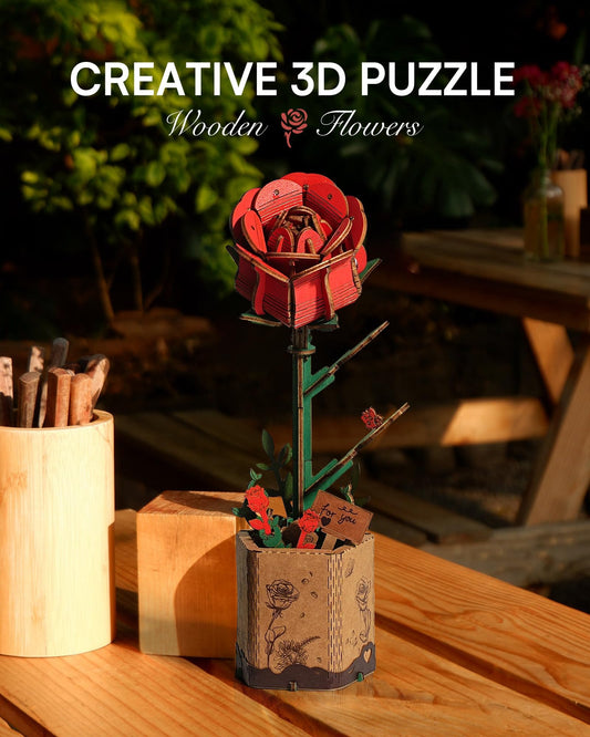 Wowood wooden flower model kit, smooth-edged pieces for satisfying assembly