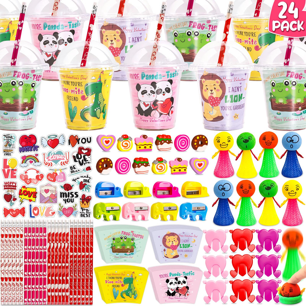 WOWSCAN valentines stationery cups for classroom gift exchanges, reusable and kid-friendly.