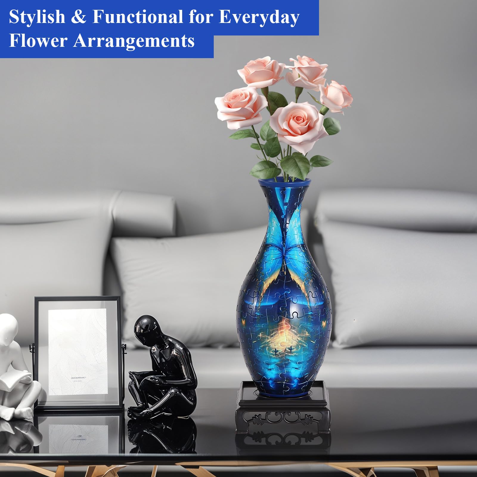 WowSome 3D puzzle vase placed as a chic tabletop centerpiece
