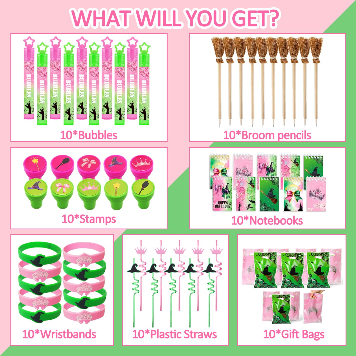 WPAZH pink and green notebooks for party favors, ideal for doodling and classroom use.
