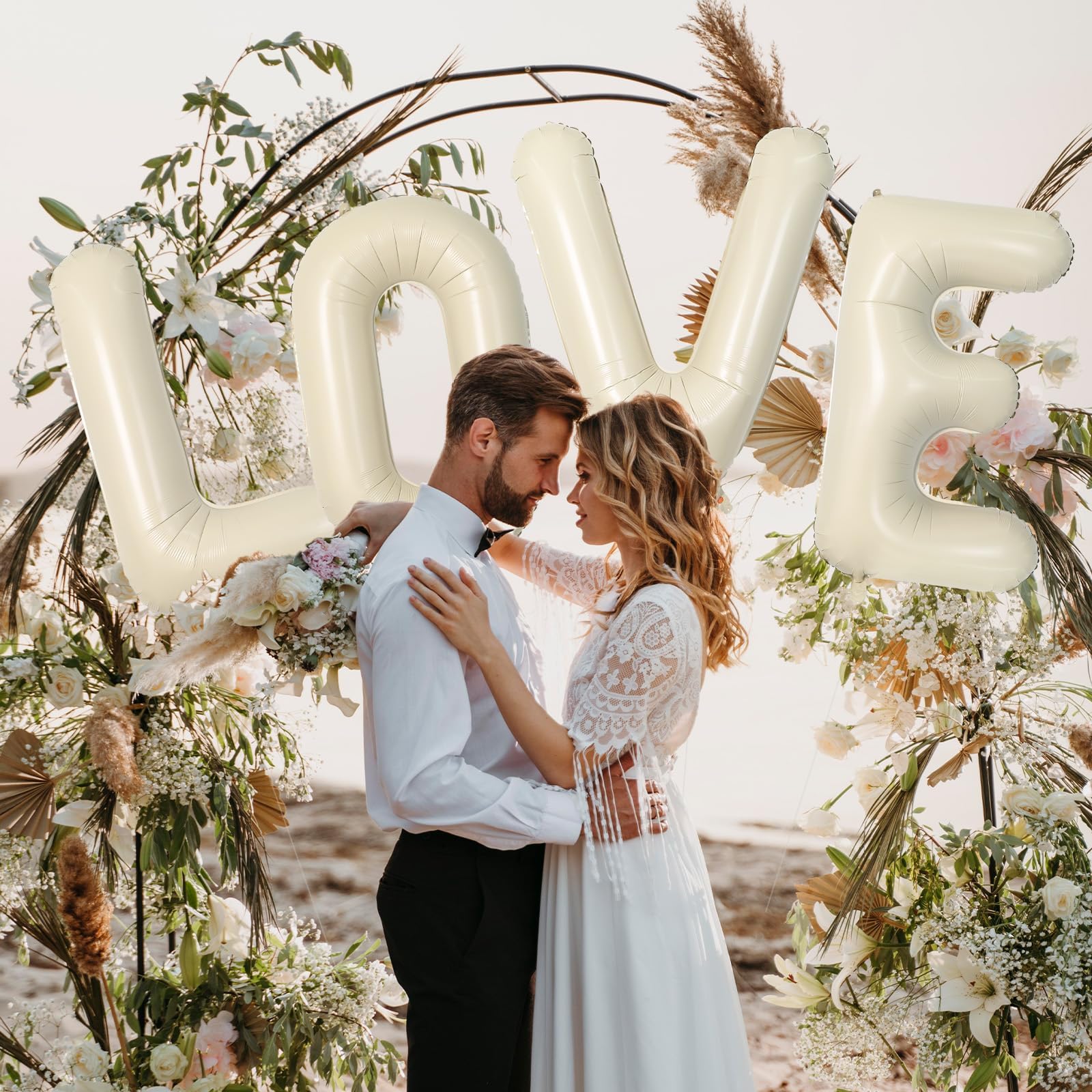 Wpensky 40-inch cream G balloon, photo backdrop focal point for celebrations.