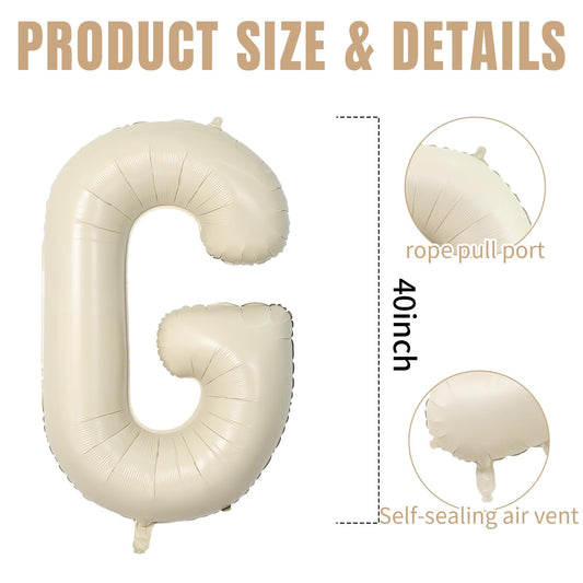 Wpensky 40-inch cream G balloon, side view, elegant accent for events.