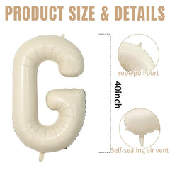Wpensky 40-inch cream G balloon, side view, elegant accent for events.