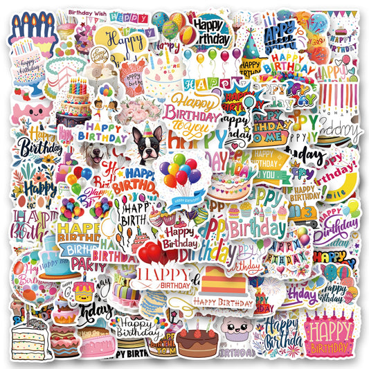 WQOWEHI happy birthday stickers pack for laptops, personalize and brighten your gear.