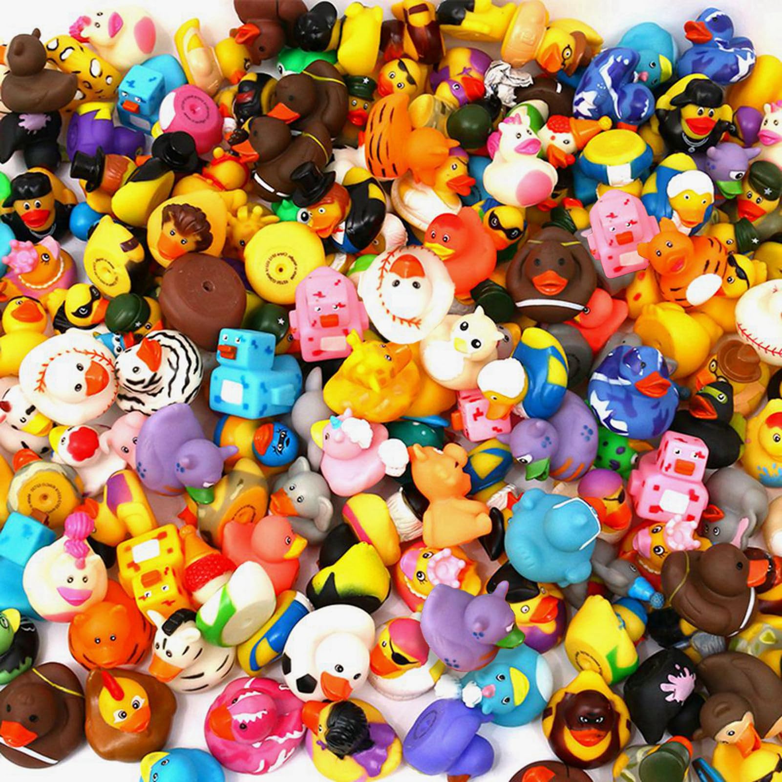 WQTHE 120-pack rubber ducks assortment for kids' bath time and pretend play.