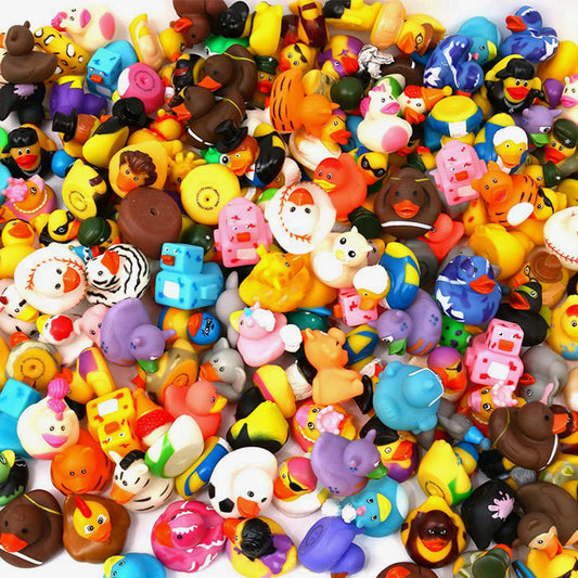 WQTHE 120-pack rubber ducks assortment for kids' bath time and pretend play.