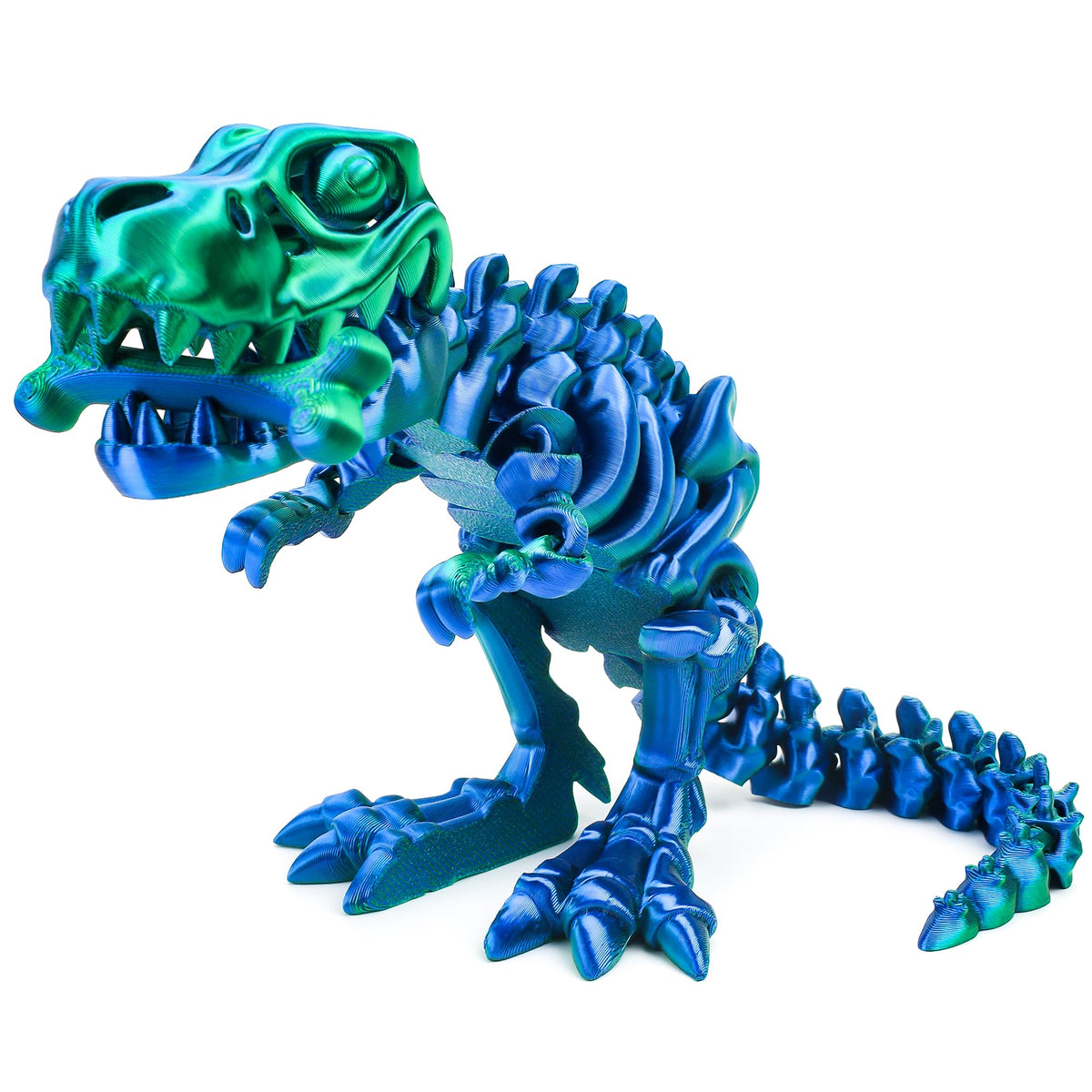WQXWNFBA articulated T-Rex skeleton with green-blue hues, ideal desk decor and focus enhancer.