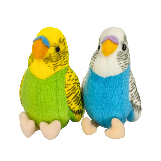 WQY GroceryShop budgerigar plush toy front view shows soft, cuddly texture for play or display