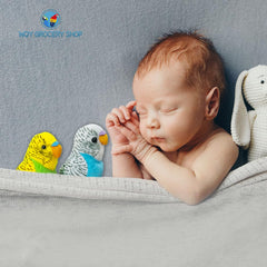 WQY GroceryShop budgerigar plush toy in hand illustrates portable decor option