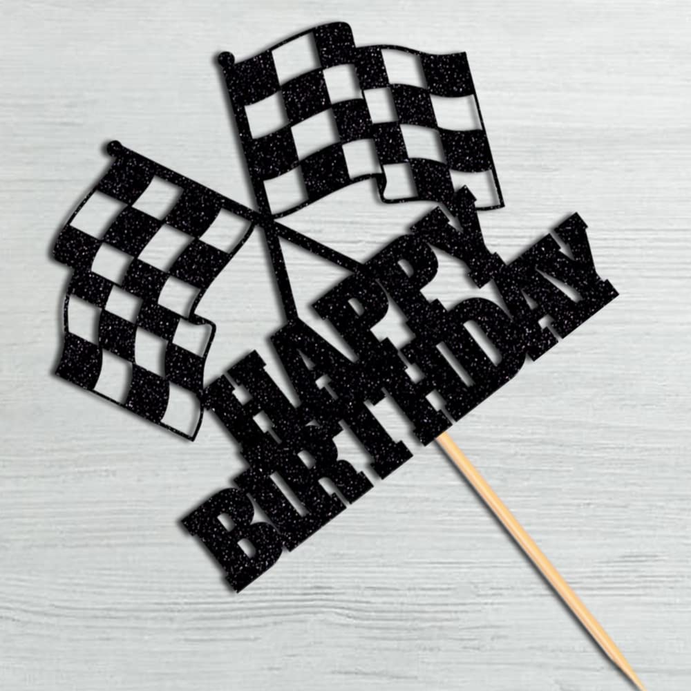 WRACKKIAR Checkered Flag cake decor for a bold birthday centerpiece.