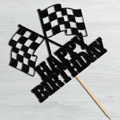 WRACKKIAR Checkered Flag cake decor for a bold birthday centerpiece.