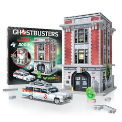 Wrebbit 3D Ghostbusters Firehouse front view with Ecto-1 for display