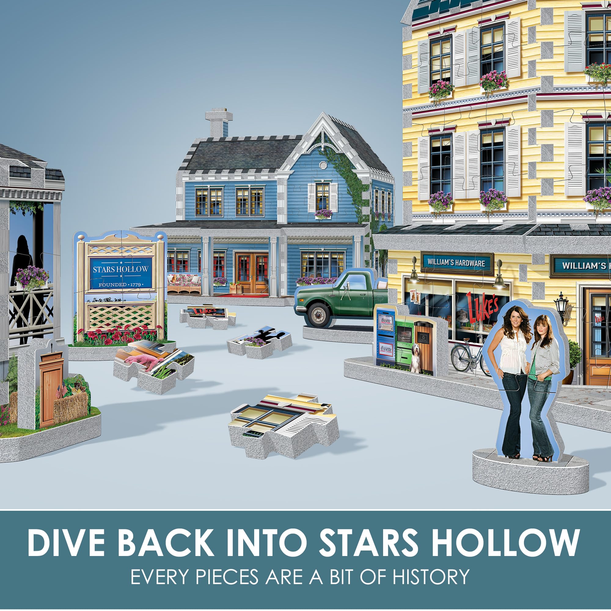 Wrebbit 3D Puzzle Gilmore Girls pizza box and gnomes focus for collectors