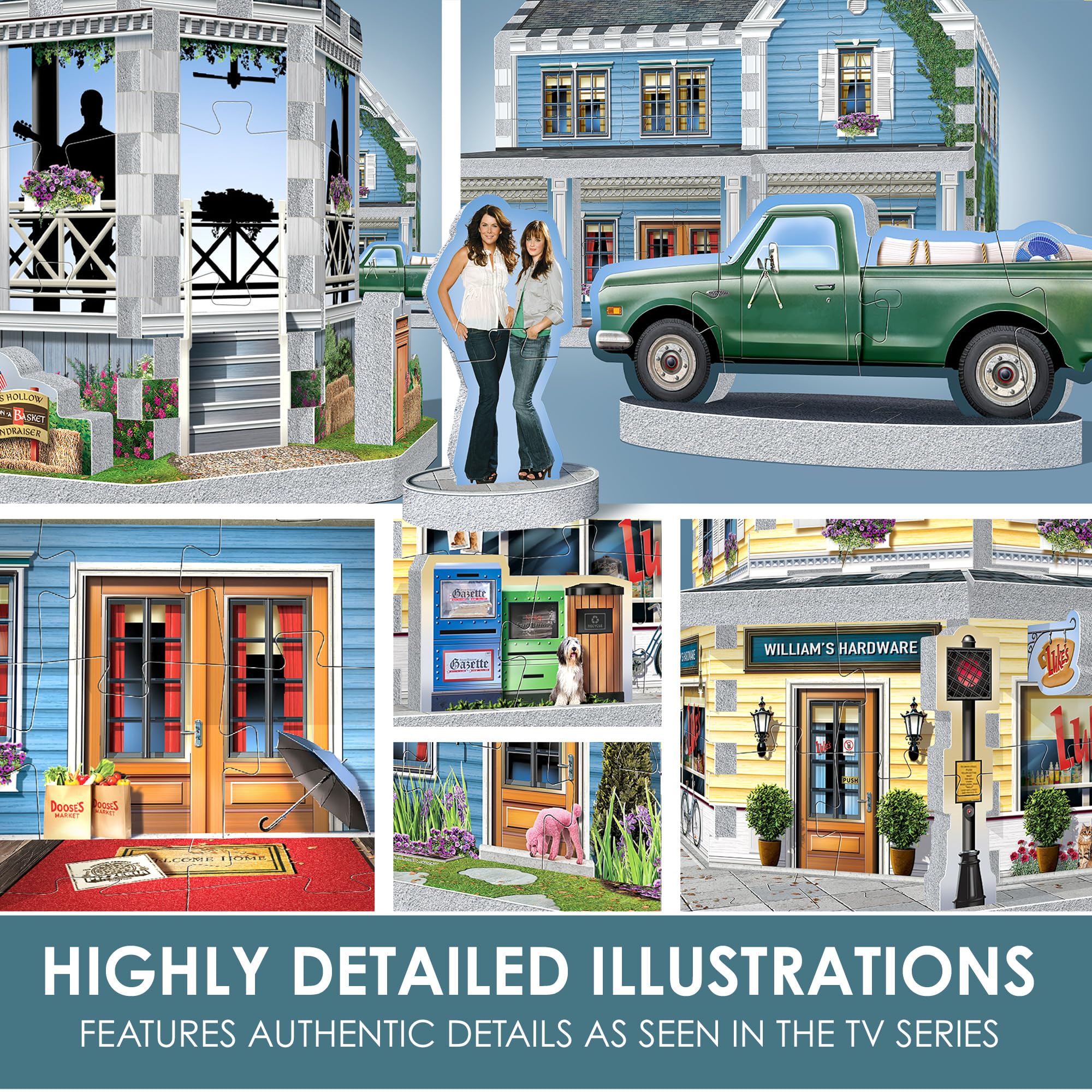 Wrebbit 3D Puzzle Gilmore Girls Stars Hollow sign focus for diorama display