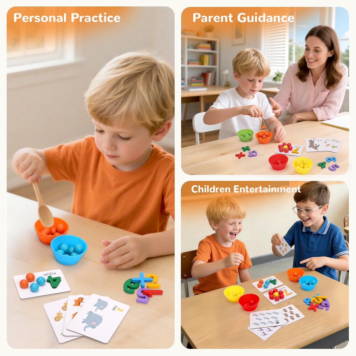WRYBV Montessori learning tools support hand-eye coordination and arithmetic practice.