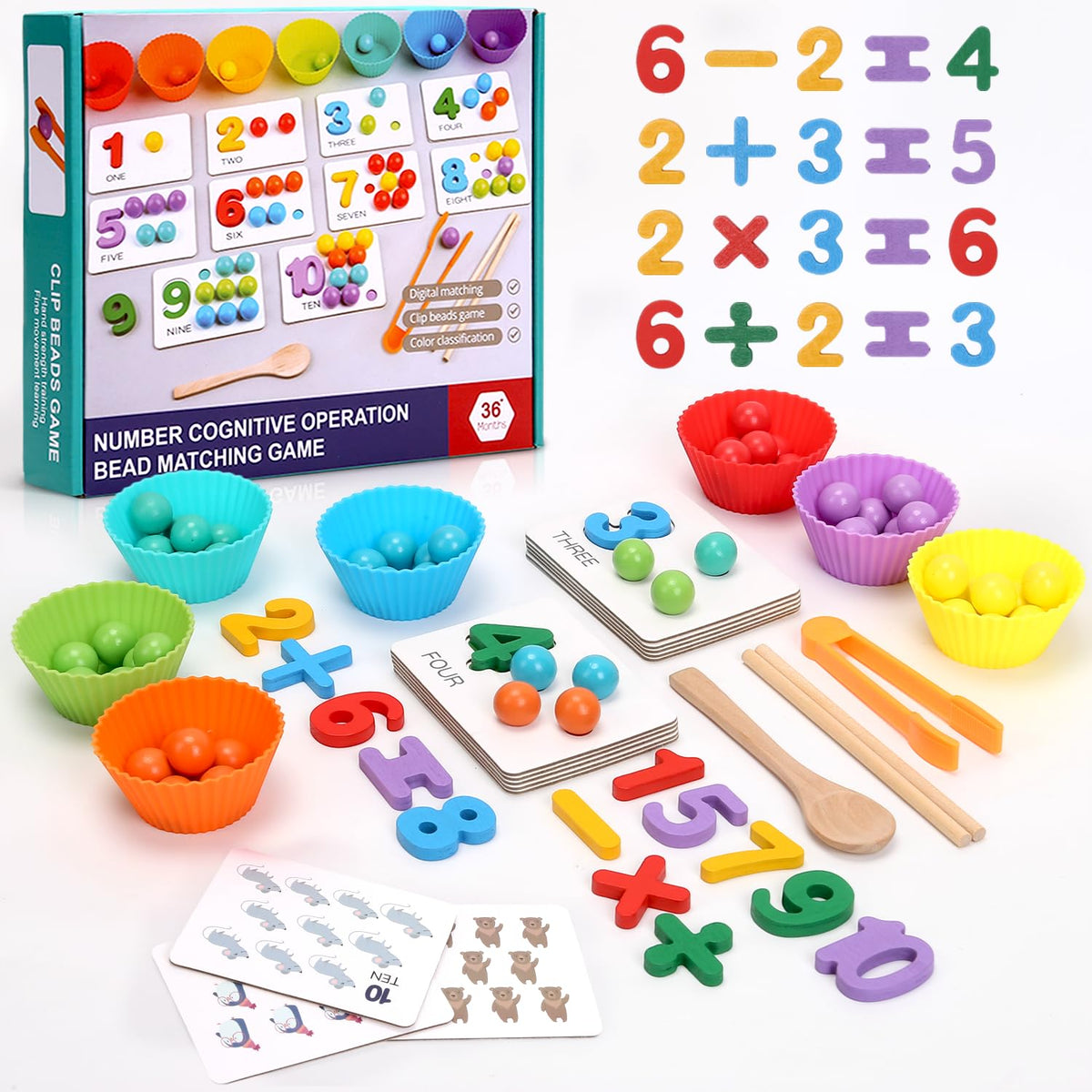 WRYBV Montessori arithmetic toy set beads for colorful math exploration and pattern building.