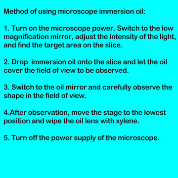 Oil drop on slide using Wryxia immersion oil for sharp visualization.