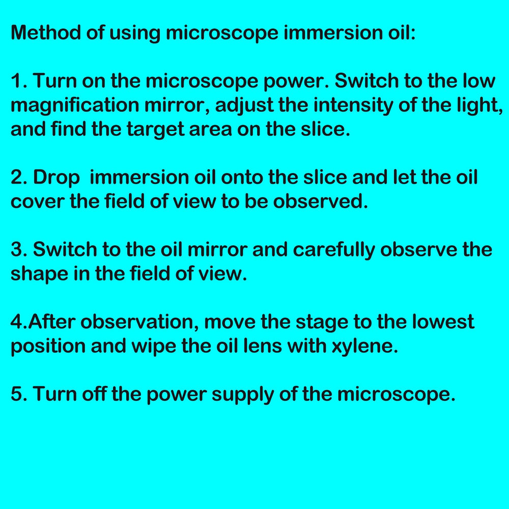 Oil drop on slide using Wryxia immersion oil for sharp visualization.