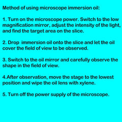 Oil drop on slide using Wryxia immersion oil for sharp visualization.