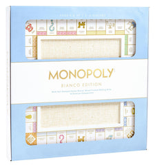 WS Game Company Monopoly Bianco board closeup with white wood frame for elegant game nights.