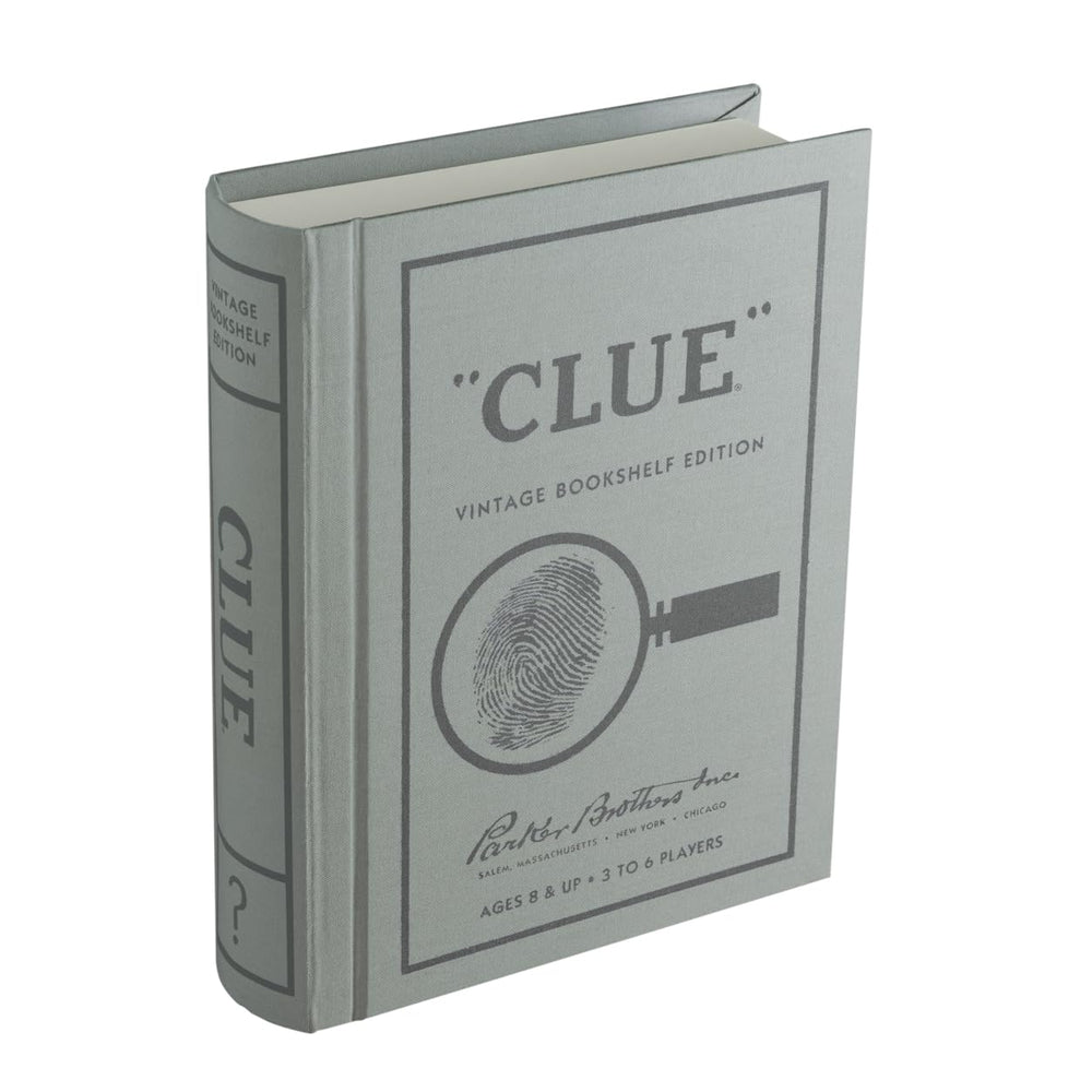 WS Game Company Clue vintage bookshelf edition box front with stylish storage.