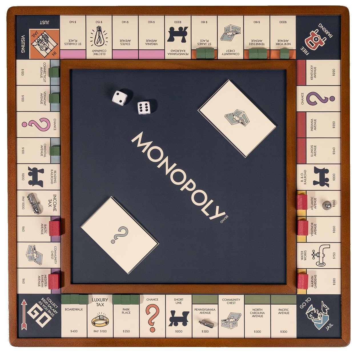 WS Game Company 3-in-1 premium collection on a reversible wooden board for quick game changes
