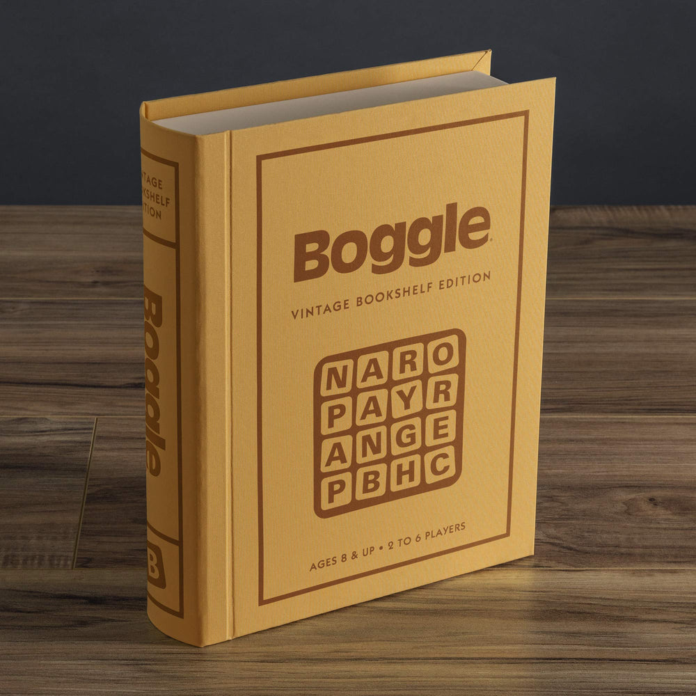 WS Game Company Boggle Vintage Bookshelf Edition book-case-storage keeps components neatly organized.