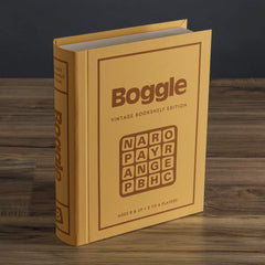 WS Game Company Boggle Vintage Bookshelf Edition book-case-storage keeps components neatly organized.