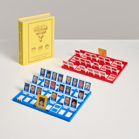 WS Game Company Guess Who slipcase close-up showing protective travel-ready design