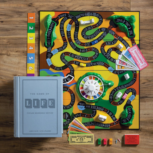 ws game company the game of life vintage bookshelf edition folding board, adds vintage charm to game nights