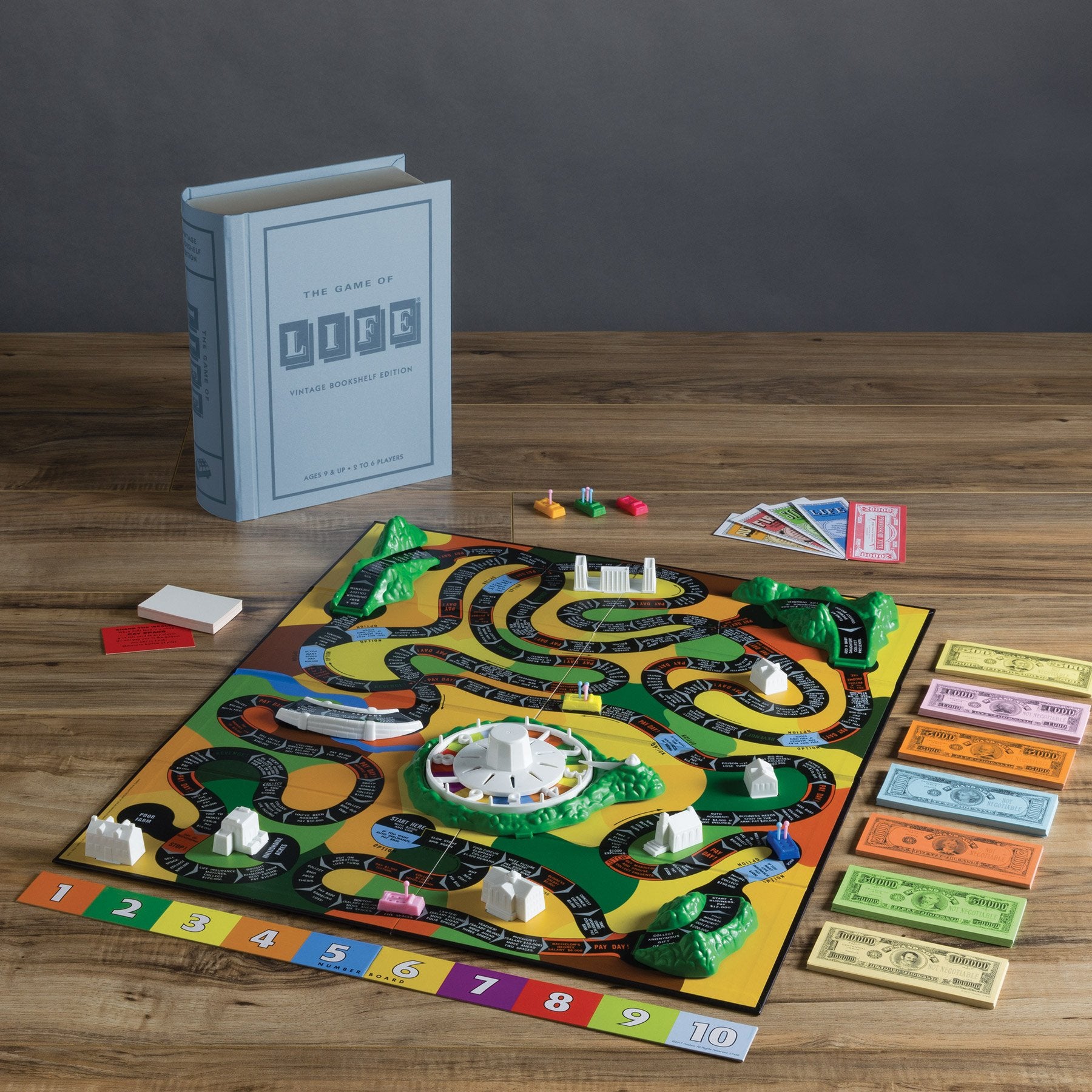 ws game company the game of life vintage bookshelf edition money policies stocks, for authentic setup