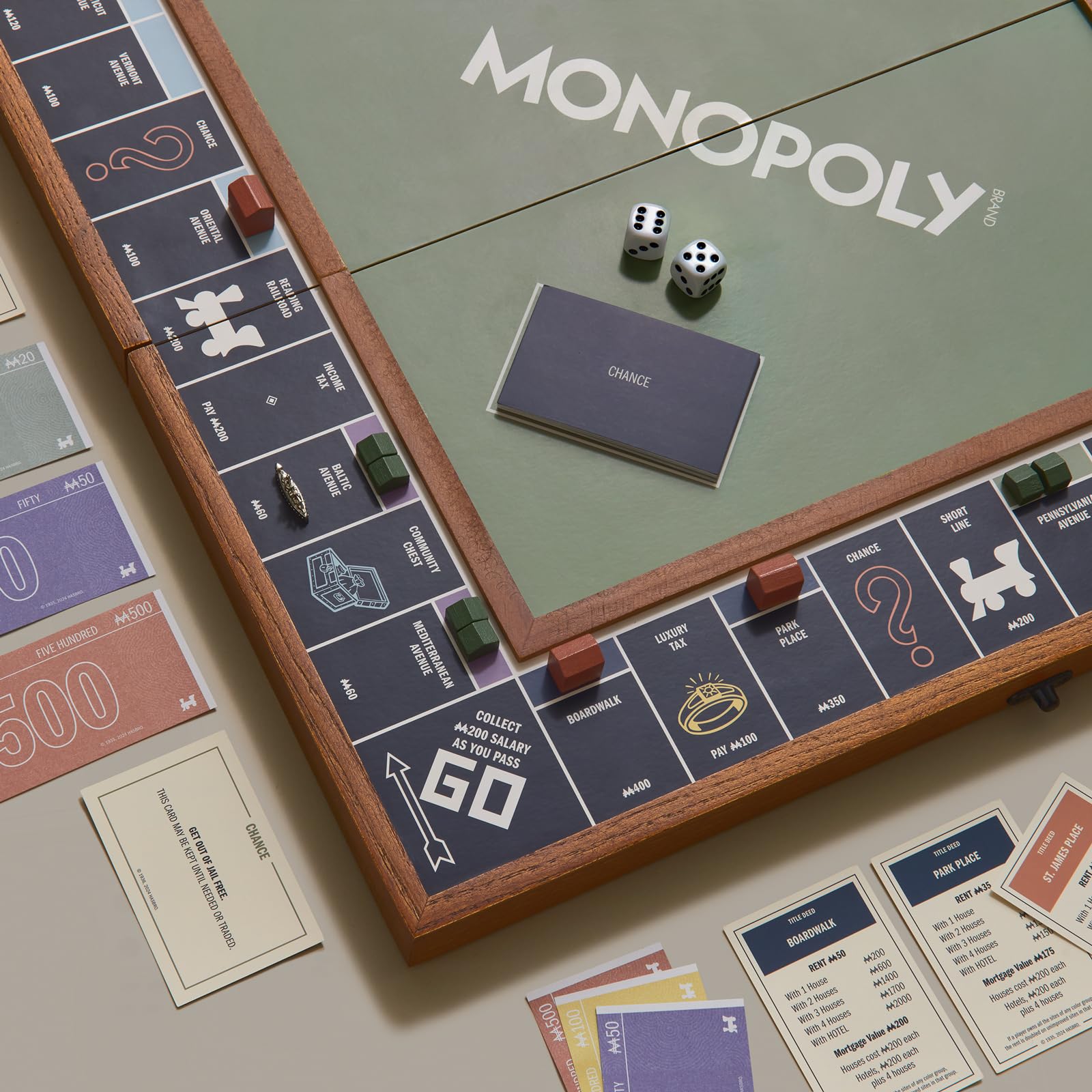 WS Game Company Monopoly Grand Folding Edition silver-toned die-cast tokens add premium feel