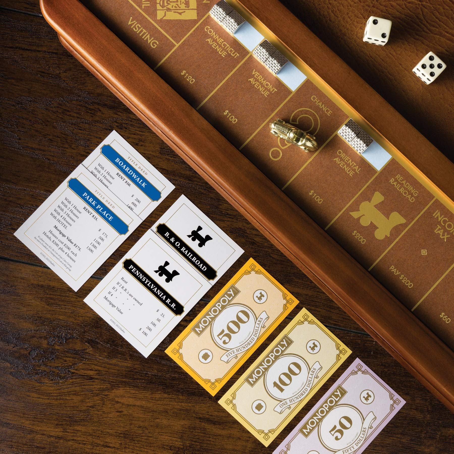 WS Game Company Monopoly Luxury Edition faux leather rolling area improves comfort and control