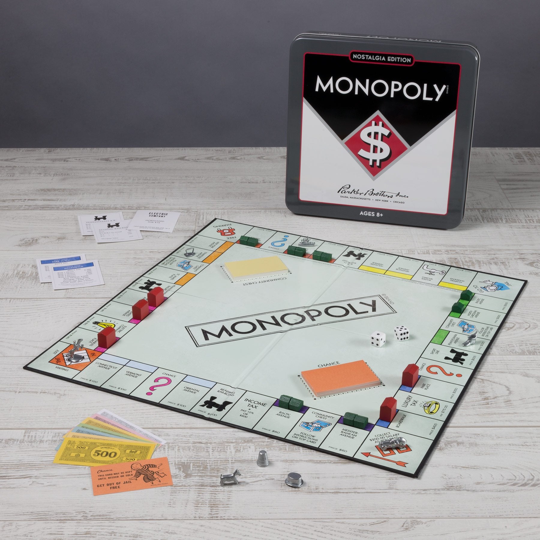Built-in banker's tray keeps money and deeds neatly organized.