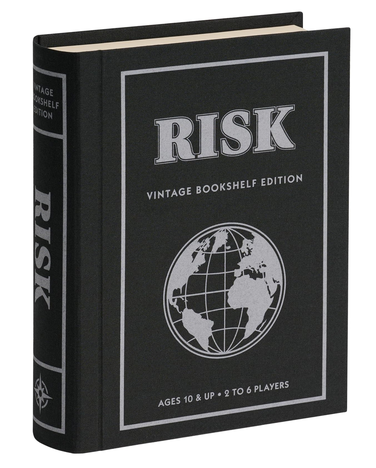WS Game Company Risk Vintage Bookshelf Edition cover with linen wrap, ideal for display