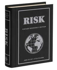WS Game Company Risk Vintage Bookshelf Edition cover with linen wrap, ideal for display