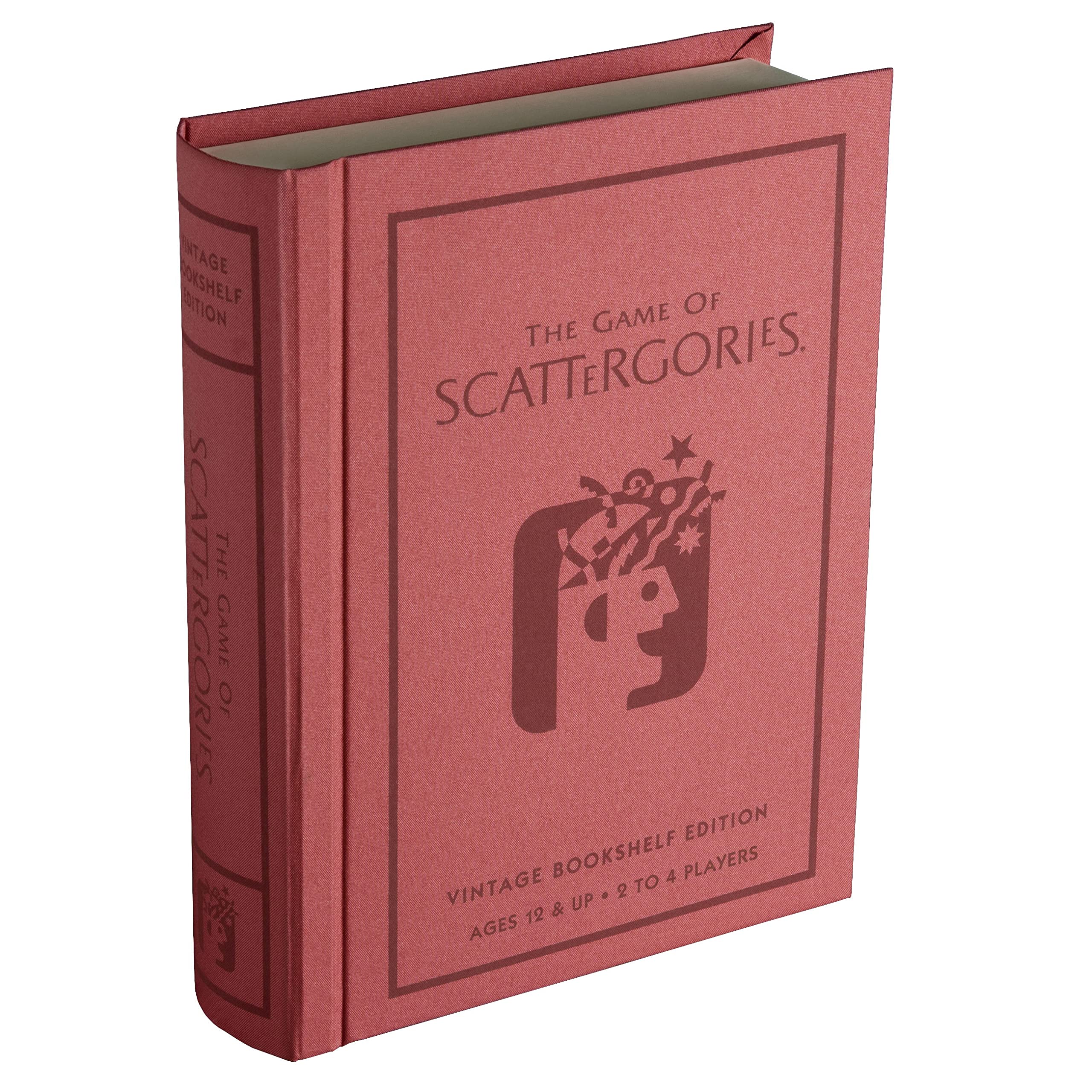 WS Game Company Scattergories vintage edition with linen-wrap bookshelf enhances display and play-ready setup