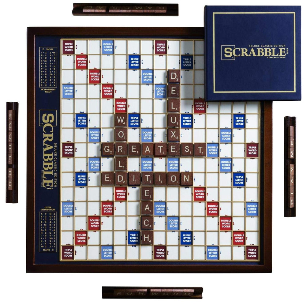 WS Game Company Scrabble Deluxe rotating board enables easy viewing for all players